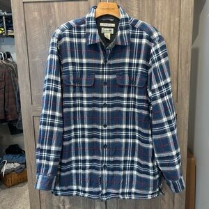 LL Bean Traditional Fit Men’s Medium Fleece Lined Shacket Plaid Flannel